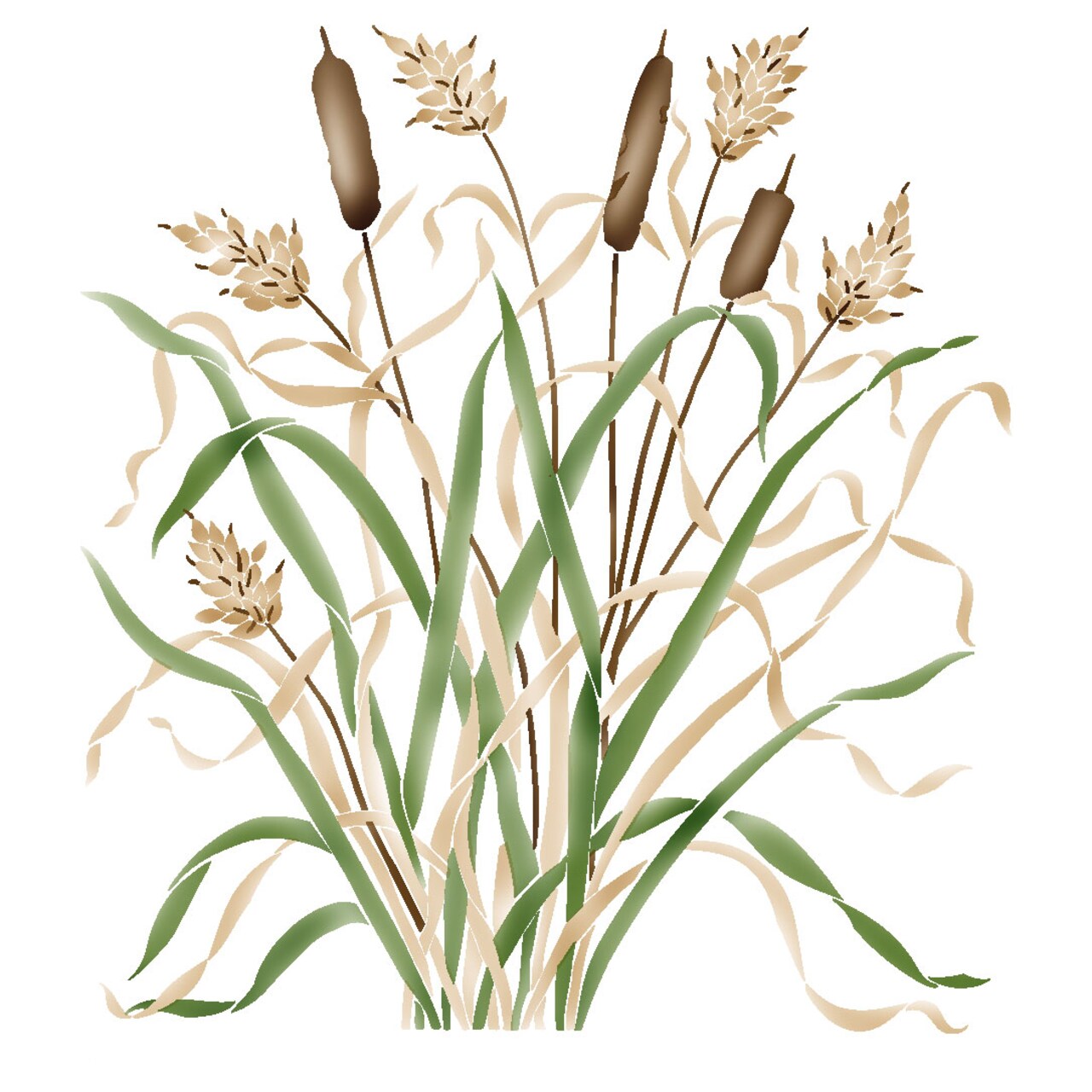 New Cattails Wall Stencil | 2607 by Designer Stencils | Reusable Art Craft Stencils for Painting on Walls, Canvas, Wood |